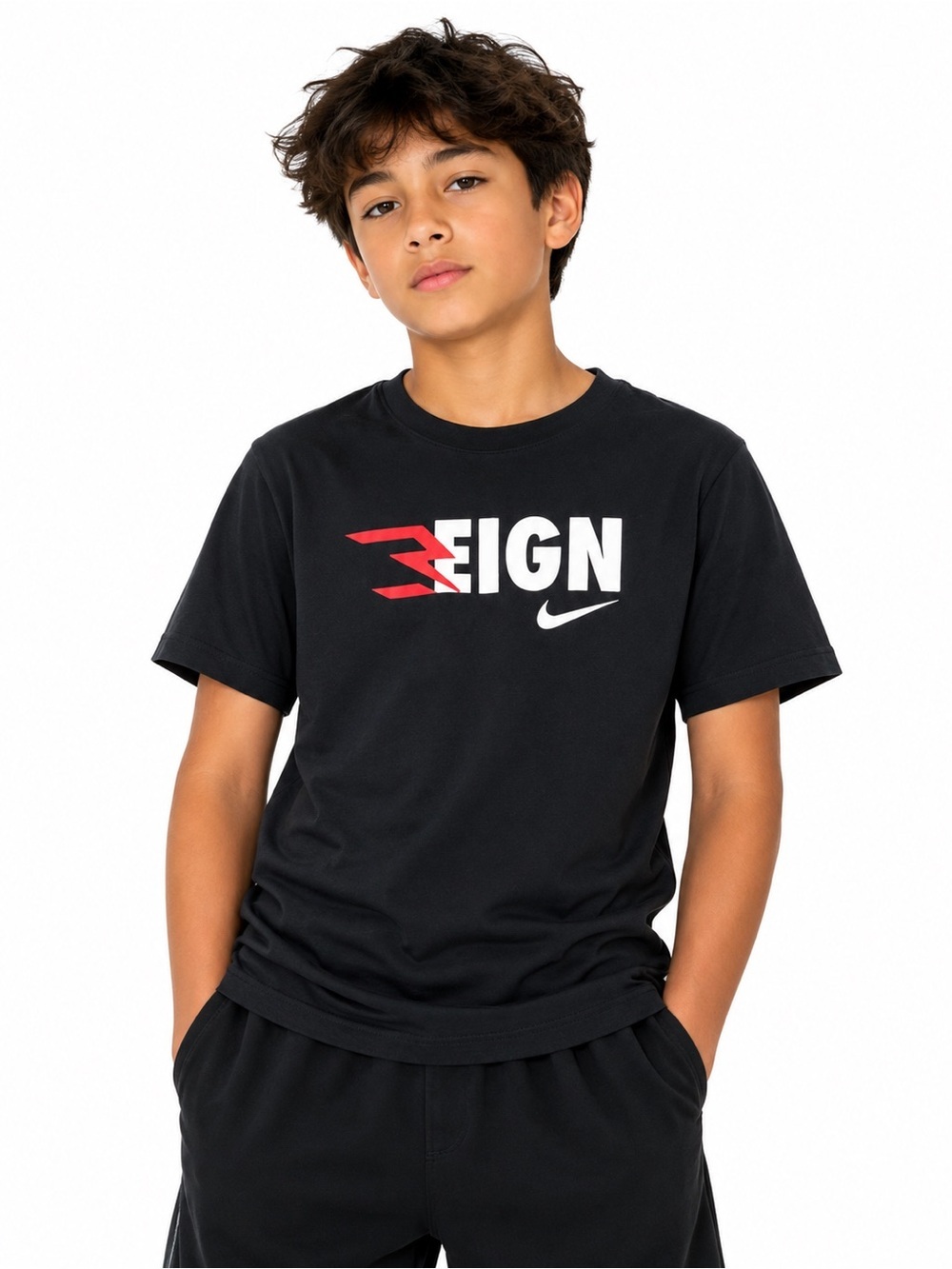 Nike Boys' Reign Graphic Tee - Black Size L 12-13